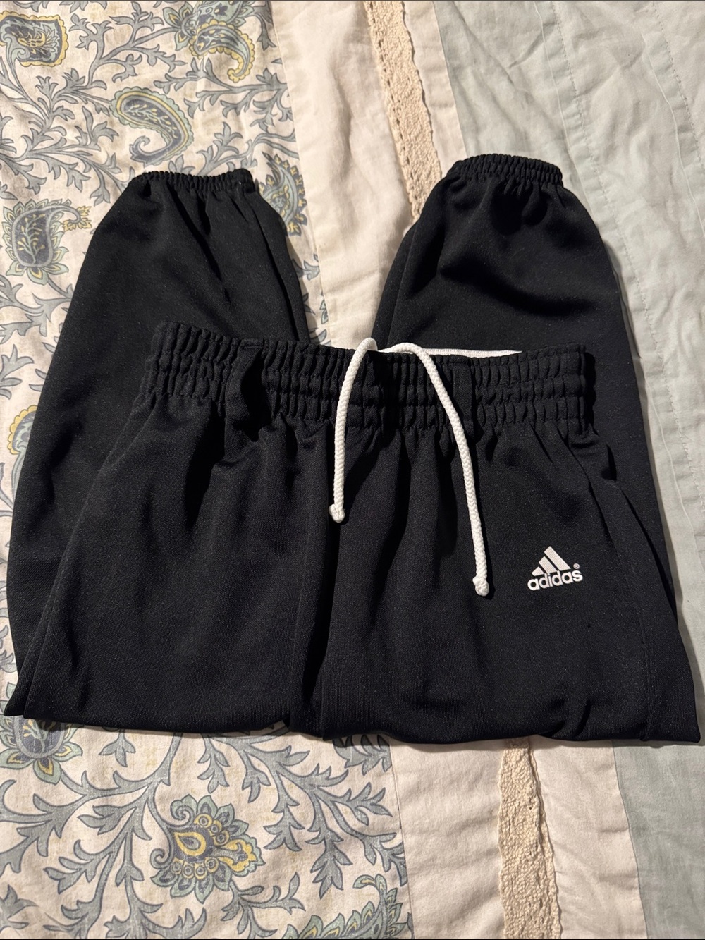 adidas Black Kids baseball pants with White Drawcord